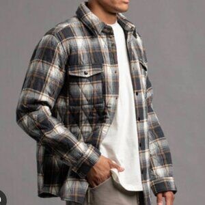 RSQ Quilted Grey/Tan Flannel Plaid Snap Front Shacket Size M